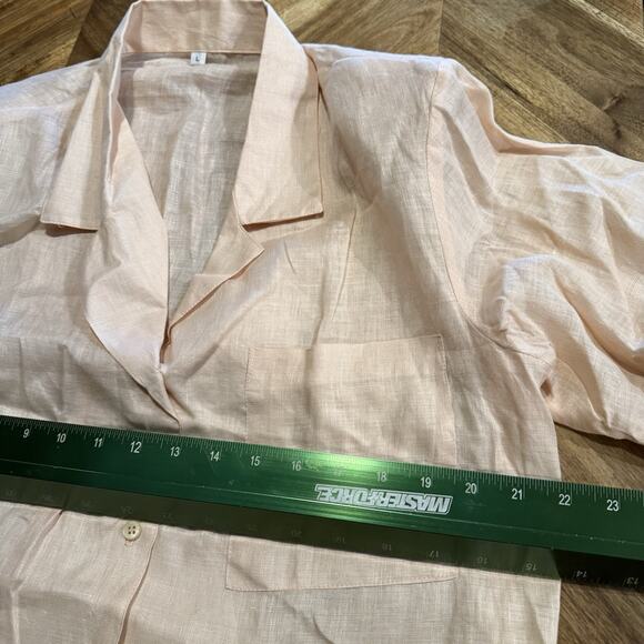 Baird Irish Handkerchief Linen Top Short‎ Sleeve Button Up Women’s Large New - Picture 5 of 8